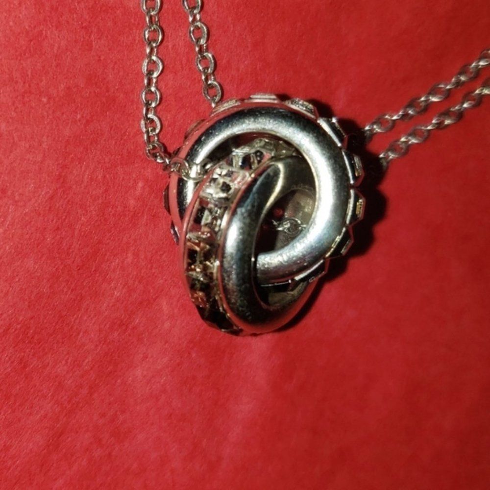 Brighton SPECTRUM RINGS Double Silver Swarovski Crystals Necklace NWT - Picture 6 of 10